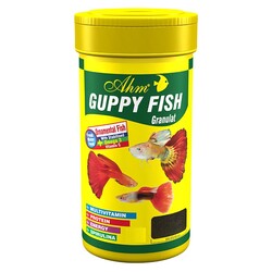 Ahm Guppy Fish Granulat Lepistes Yemi 100 ML - Ahm Marin